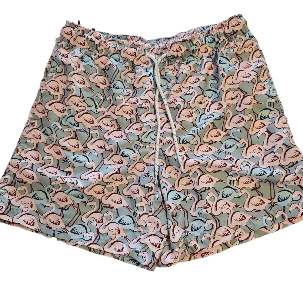 Men's Boca Classics Swim Flamingo Print Swim Trunks Shorts Medium